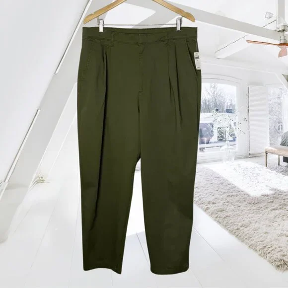 GAP Women's Army Green Trousers - High Rise - Size 18 - NWT Stretch Cotton Pants - Picture 2 of 12